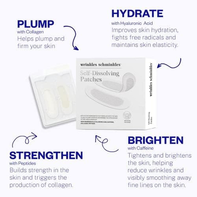 Self-Dissolving Microdart Patch for Face - Target & Reduce Wrinkles, Ultimate Facial Hydration and Rejuvenation (4 Pairs)