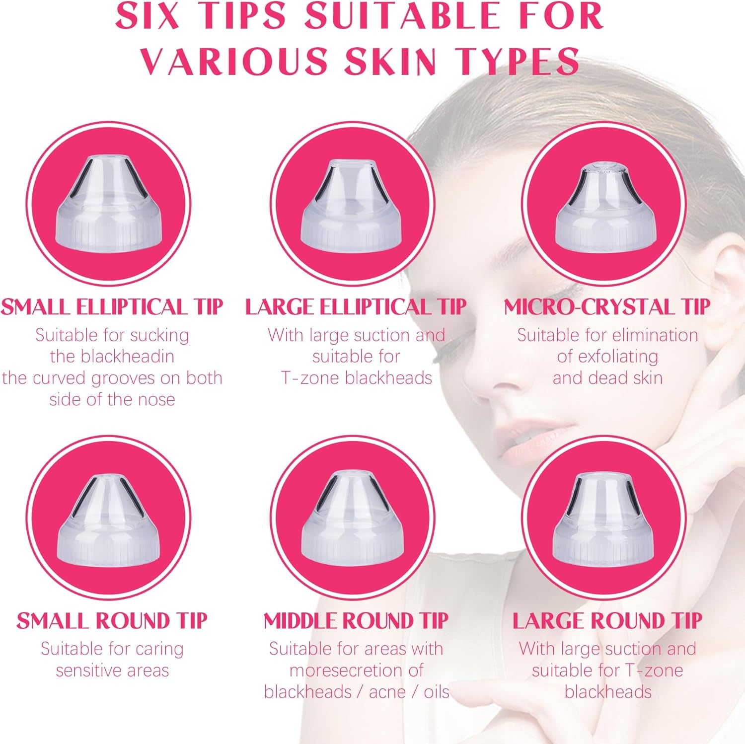 Pore Vacuum Black Head Remover for Face WIFI Visible Facial Pimple Extractor with 6 Suction Heads and HD Camera USB Rechargeable Electric Pore Cleaner Tool for Women